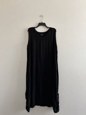 Seven Islands Dress Black Maxi Pockets Sleeveless Women 2X Lagenlook Artsy Boho
